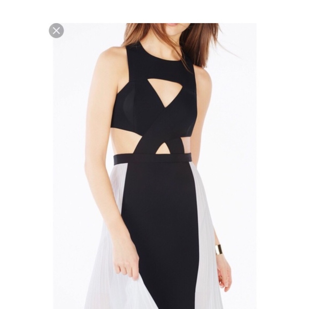 BCBGMaxAzria Black and White Backless Dress